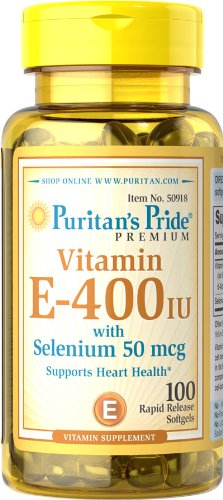 Fierté Vitamine E-400 UI de Puritan avec Sélénium 50 mcg-100-Capsules