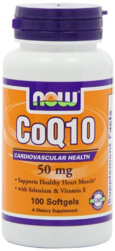 NOW Foods CoQ10 50 mg + Vit E, 100 gélules