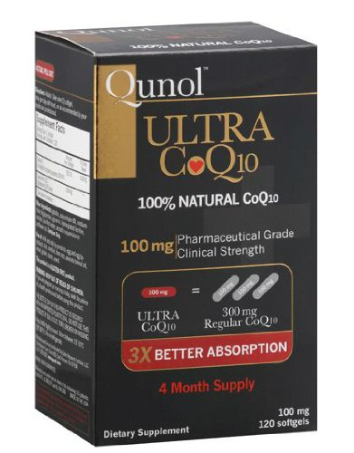 Qunol Ultra CoQ10 - 100% Soluble CoQ10 100 mg - 3X meilleure absorption Coenzyme Q10 - 120 gélules (4 mois d'approvisionnement)